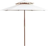 vidaXL Dubbeldekker parasol 270x270 cm houten paal crèmewit