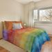 PENSIERI DELICATI Sprei 220 x 280 cm, eenpersoonsbed, 100% piqué-katoen, ideaal als sprei voor Frans bed, regenboogpatroon, meerkleurig, 100% Made in Italy
