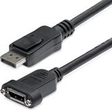 Startech DisplayPort Panel Mount Cable - Video / audio cable - DisplayPort (M) - DisplayPort (F) - 3 ft - molded latched - black
