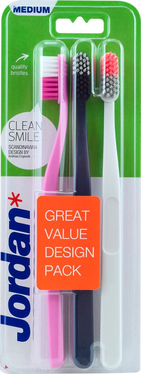Jordan Tandenborstel Clean Smile Medium 3-pack