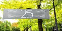 Folat 25 jaar jubileum straat vlag banner - zilver - 180 x 40 cm - polyester
