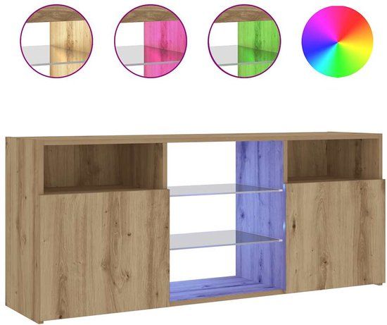 vidaXL Tv-meubel met LED 120x30x50 cm bewerkt hout artisanaal eiken