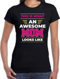 Bellatio Decorations Shoppartners Bv An awesome mom / een geweldige mama cadeau t-shirt zwart voor dames - kado shirt / verjaardag cadeau / moederdag XS