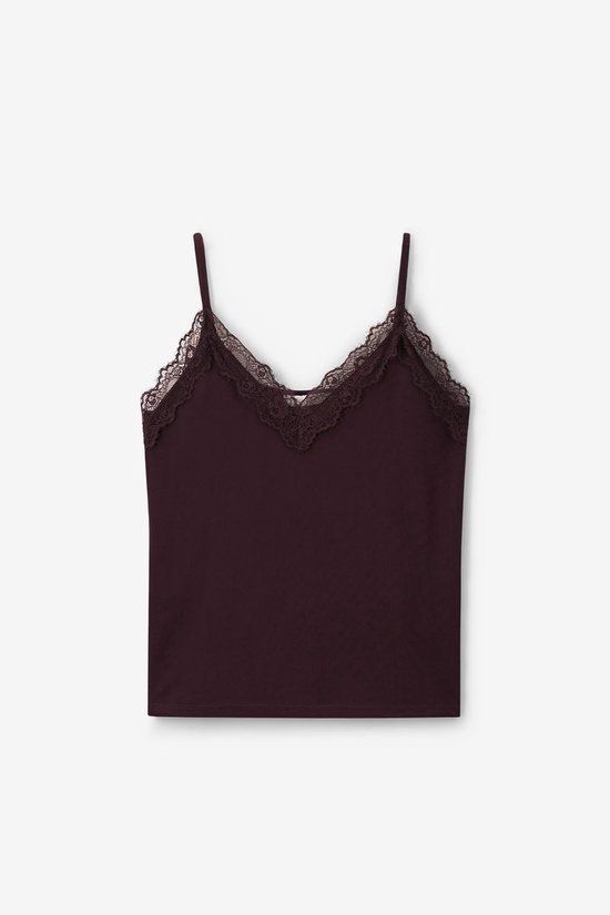Sissy-Boy Donkerbruin singlet met kant