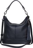 AmbraModa GLX09 - Dames handtas, schoudertas van echt leer. Donkerblauw
