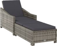 vidaXL Lit bain de soleil avec coussin gris foncé poly rotin gris