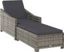vidaXL Lit bain de soleil avec coussin gris foncé poly rotin gris