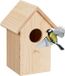 Relaxdays Nestkast Koolmees - Met Klep - Onbehandeld Hout - Hangend - Invliegopening 5 cm