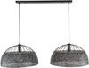 Giga Meubel Suspension luminaire Armor - Zwart/Bruin - 2-Lichts - 140x150x60cm