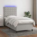 Maison Exclusive - Boxspringbed met matras en LED-verlichting, grijs, 90x190 cm, textiel