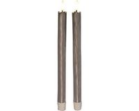 Anna's Collection LED dinerkaarsen - 2x st - zilver glimmend - 25 cm - met timer - 3D vlam