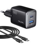 INIU 30W USB C Oplader, 2-Poorts [USB-C + USB A] Meervoudige Voedingsadapter met USB-C Kabel, PD 3.0 Snellader, Voedingsadapter voor iPhone 16 15 14 Pro Max, iPad, Samsung S24 Ultra Note, Google, enz.