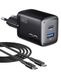 INIU 30W USB C Oplader, 2-Poorts [USB-C + USB A] Meervoudige Voedingsadapter met USB-C Kabel, PD 3.0 Snellader, Voedingsadapter voor iPhone 16 15 14 Pro Max, iPad, Samsung S24 Ultra Note, Google, enz.