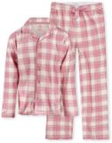 Little Label - Klassieke meisjes pyjama grote roze ruit 10Y/134-140 - Zachte BIO Katoen