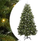 vidaXL Kunstkerstboom 240 cm 300 LED's Warmwit PVC en Staal Groen