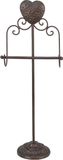 Clayre & Eef WC Rolhouder Staand 21*14*62 cm Bruin Ijzer Hartje | Toiletrolhouder