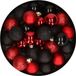 Kaemingk B.V. Petites boules de Noël - 28x pc - noir et rouge - D3 cm - plastique - décoration de Noël