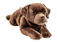 Uni-Toys Labrador bruin, liggend (met servies) - 60 cm