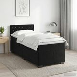 vidaXL Lit boxspring avec matelas, noir, 100 x 200 cm, velours