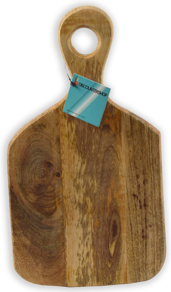 discountershop Handgemaakte mango hout snijplank - kaasplank - snijplank - serveerschaal - houten dienblad - hakblok - 19X35.5cm Hout