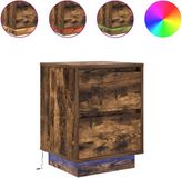 vidaXL Nachtkastjes met LED-verlichting - 2 stuks - Gerookt eikenkleurig
