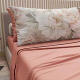 PETTI Artigiani Italiani - Katoenen beddengoed met kussenslopen met digitale print, eenpersoons laken, beddengoedset met bloemenpatroon 40 zalm, 100% Made in Italy
