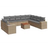 vidaXL Ensemble de jardin 11 pièces avec coussins en polyrotin beige