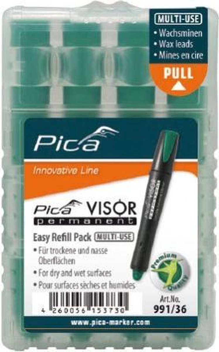 Pica 991-36 Visor Permanent Marker Navulling - Groen - 4 stuks