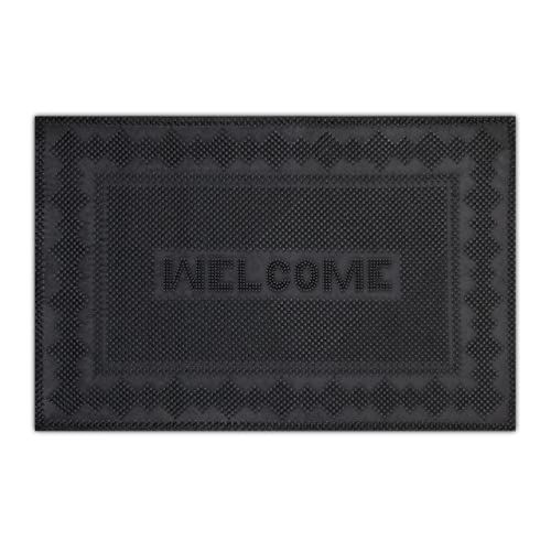 Relaxdays deurmat rubber 40x60 cm - voetmat welcome - antislip - weerbestendig - zwart