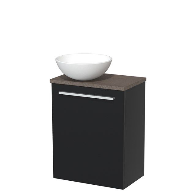 Maxaro Modulo Toiletmeubel 41 cm - Mat Zwart - Donkerbruin Eiken