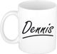 Bellatio Decorations Dennis Naam koffiemok - beker - met sierlijke letters - wit