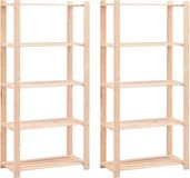 vidaXL Opbergrekken 5-laags 2 st 80x38x170 cm grenenhout 250 kg