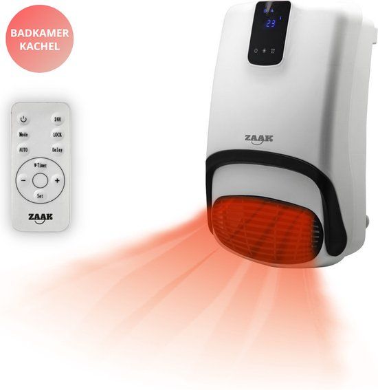 ZAAK. W-Tech 2000W Badkamerkachel met Handdoekenrek - IP23 - Wit