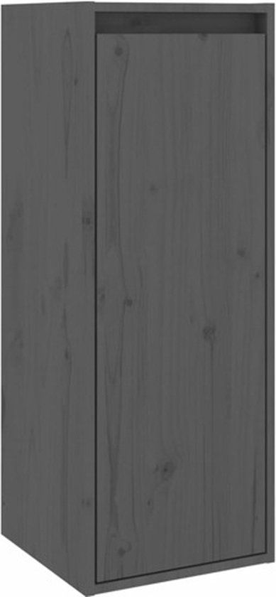 vidaXL Wandkast 30x30x80 cm massief grenenhout grijs