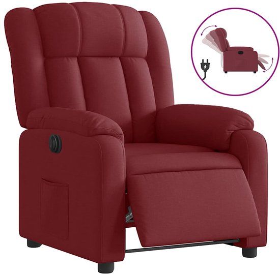 vidaXL Fauteuil verstelbaar elektrisch stof wijnrood