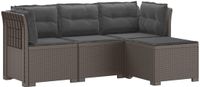 vidaXL 4-Zitter Tuin Sofa met Kussens Rattan Look PP Lichtgrijs