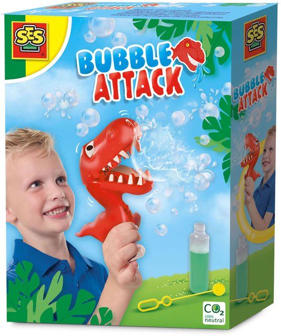 SES Creative SES - Bubble Happer Dino - sterk bellenblaassop - goed uitwasbaar - met happende dino - Dinosaurus Speelgoed
