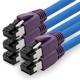 1aTTack.de CAT8 LAN-netwerkkabel 5x 0,5m 40Gbps 2000MHz - Blauw