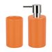 Spirella Badkamer accessoires set - zeeppompje/beker - porselein - oranje - Luxe uitstraling