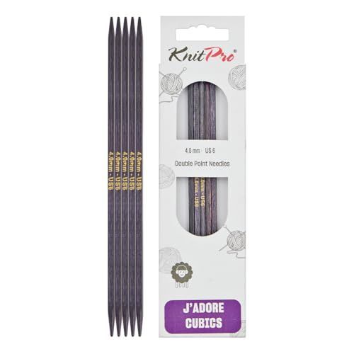 KnitPro J'Adore Cubics Breinaalden met dubbele punt, sets van 5 - Houten pinnen voor sokken, hoeden, wanten, kort rond breien - 15 cm x 4,00 mm