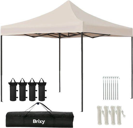 Brixy Infinity Partytent Easy Up 3x3 m - Waterdicht - Inclusief Draagtas - Crème