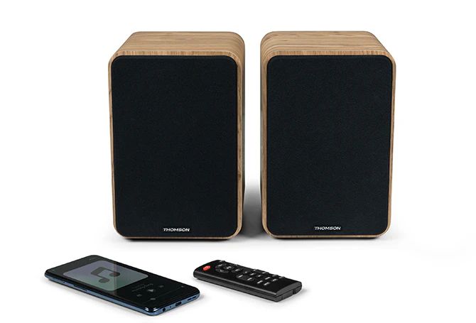 Thomson WS602DUO - Bluetooth Speaker Set - Wood - 30W