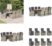 vidaXL Ensemble de jardin 9 pièces en poly rotin gris avec coussins