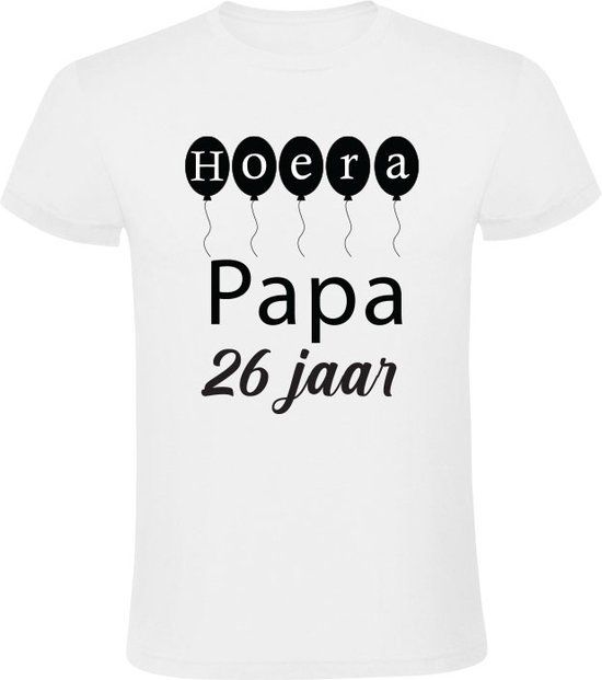 Hoera papa 26 jaar Heren T-shirt XXL - Wit - Katoen
