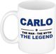 Bellatio Decorations naam cadeau mok - Carlo - man myth legend - koffiemok - 300 ml - collega - vaderdag