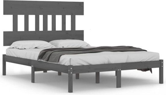 vidaXL Bedframe massief hout grijs 200x200 cm