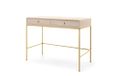 3xE living Coiffeuse 104 cm, 2 tiroirs, beige, poignée dorée