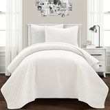 Lush Decor Ava Diamond Oversized 2-delige katoenen quiltset, wit, twee-XL
