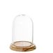 DRW Glazen ventilator met houten sokkel in transparant en naturel, 19 x 19 x 25 cm