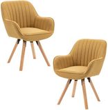 MEUBLE COSY Meubles Cosy Draaibare eetkamerstoelen - Set van 2 Stoffen zitting 360° draaifunctie - Geel